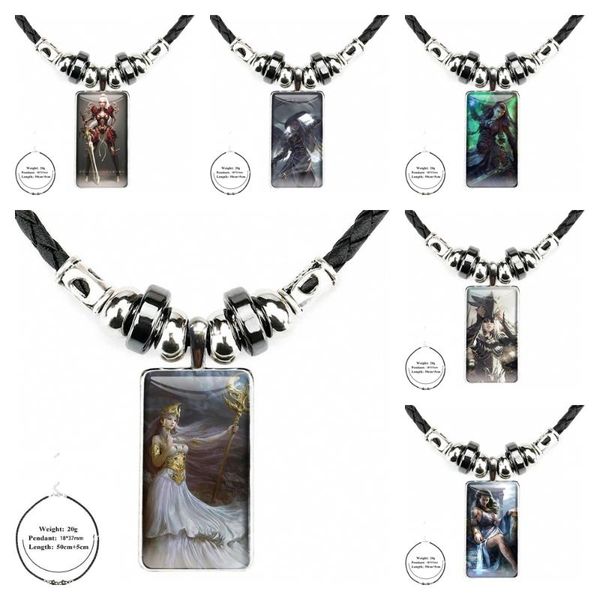 

pendant necklaces fashion glass cabochon black hematite necklace with women statement rectangle jewelry game legend for lovers, Silver