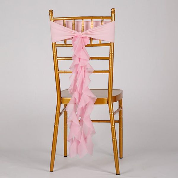 

chair covers cover bow flounce elastic ribbon back tie bands decoration for wedding party ceremony ba