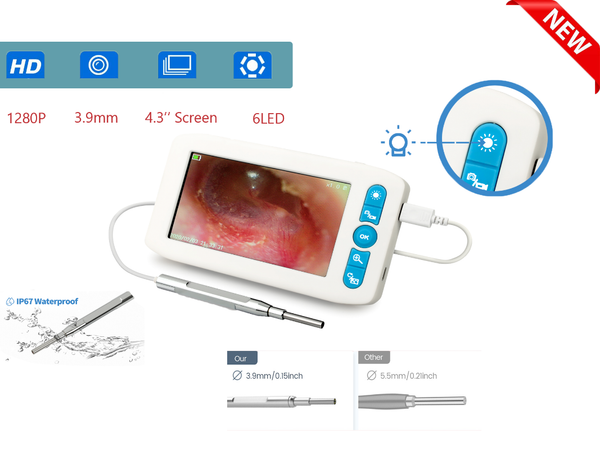 

cameras digital otoscope 4.3 inch 1280p hd lcd screen pet dogs cats inspection camera with 6 adjustable leds multifunctional borescope