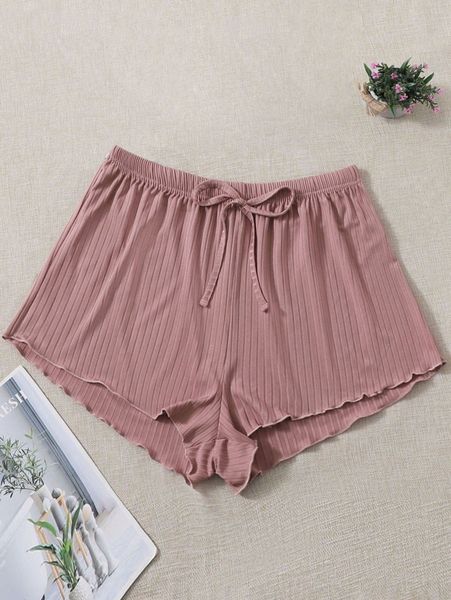 

plus lettuce trim tie front sleep shorts f5px#, Black;white