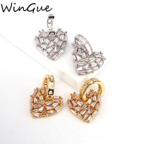 

hoop & huggie fashion crystal heart earrings for women gold silver color micro pave cz pendientes mujer bijoux femme brinco, Golden;silver