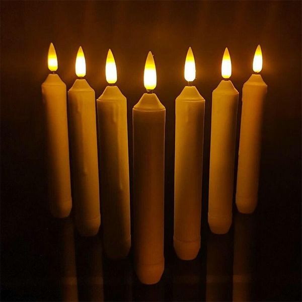 

strings 6.1" battery operate wax dipped led taper candlestick light 3d flame home candelabra party decoration 15.5cm(h)-amber flickerin