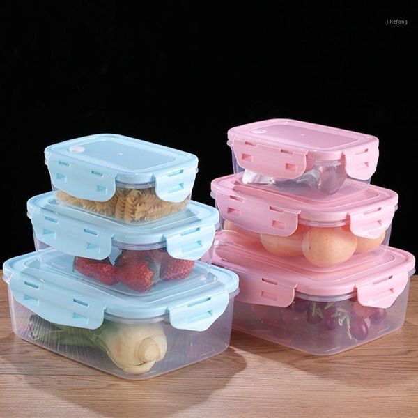 

3pcs rectangle/square lunch box storage boxes plastic container set kitchen accessories organizer for picnic bottles & jars