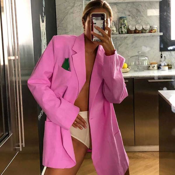 

long suit blazer women jacket 2021 autumn winter fashion casual streetwear single breasted pockets ladies suits coat women's & blazers, White;black
