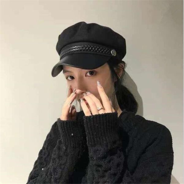 

casual girls beret hats black fashion fall winter caps with brim street sboy cool women outdoor headwear berets, Blue;gray