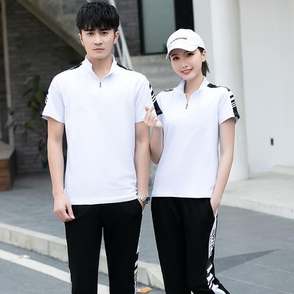 

men's tracksuits suit 2021 summer lovers short sleeve t-shirt trousers two piece and women's leisure sports, Gray