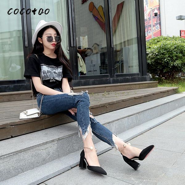 

dress shoes spring 2021 korean version of pointed single female shallow mouth wild high heels comfortable thick heel scoop, Black