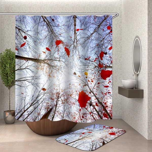 

tree shower curtain blue sky bathroom drop polyester fabric for curtains