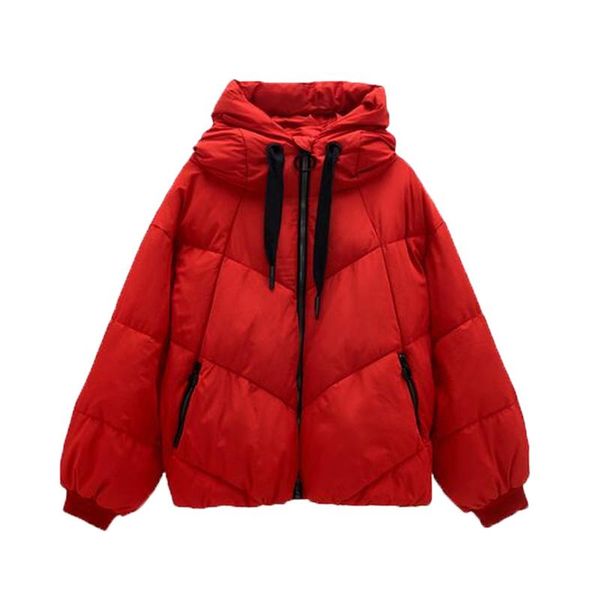

women's down & parkas winter cotton jacket women 2021 fashion stand-up collar hooded thickened thermal insulation casual white coats gh, Black
