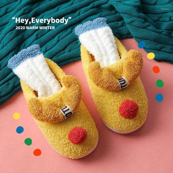 

elk winter cotton slippers female bedroom household in autumn1, Black