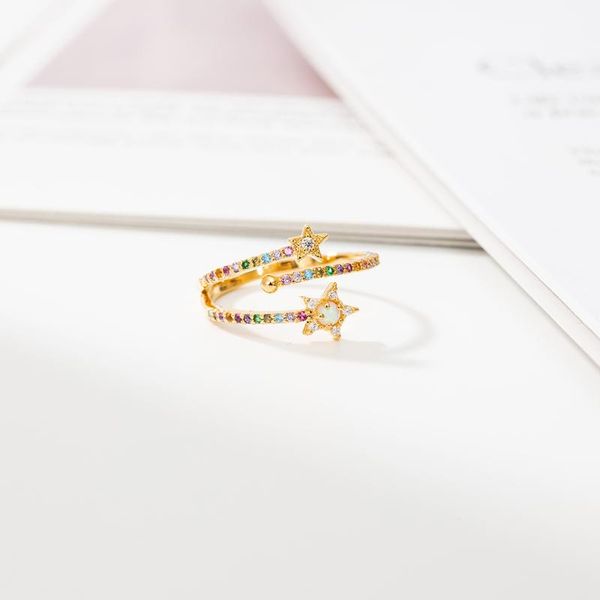 

cluster rings 2021 gold/silver plated women jewelry lucky birthstone rhinestone adjustable, Golden;silver