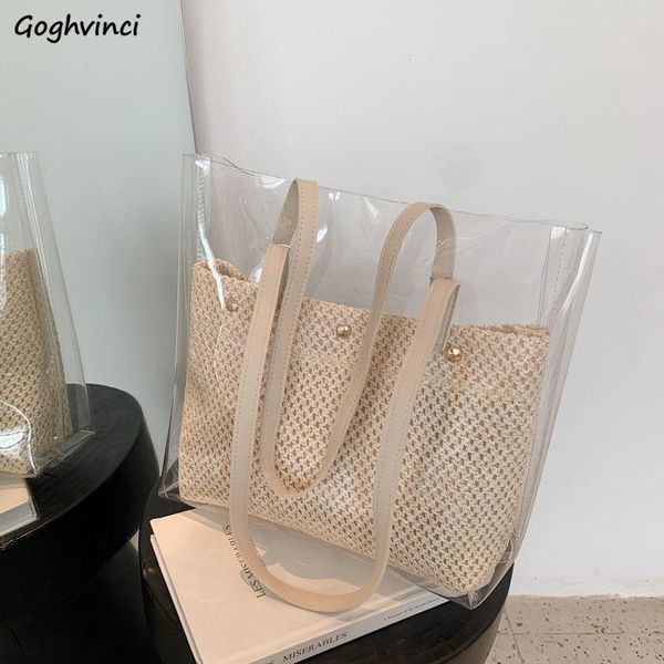 

evening bags women shoulder large capacity sun-mother big tote travel shopping handbags underarm pvc transparent daily beach ins