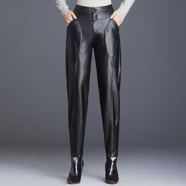 

leather pants female autumn nine points korean wild large size loose casual student wind 210601, Black;white