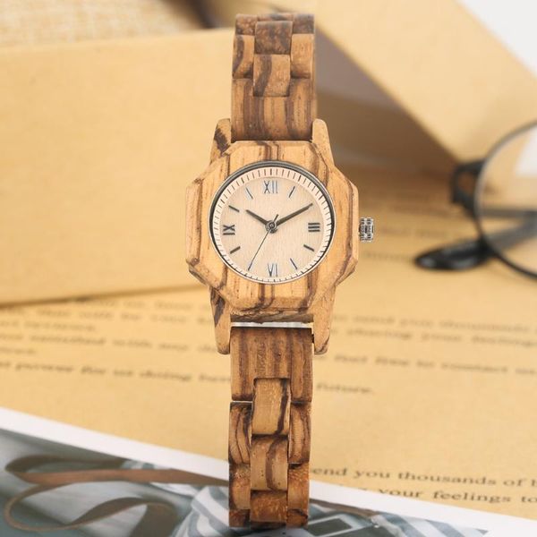 

wristwatches colorful natural wood quartz maple watch white dial with clear roman numerals wristwatch for women, Slivery;brown