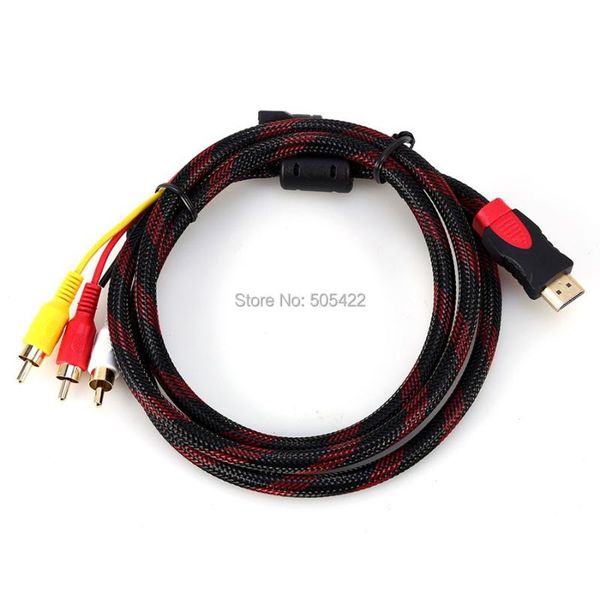 

audio cables & connectors to 3 rca cable male adapter converter for hdtv 1.5m/5ft