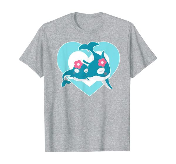 

love orcas - cute orca and orca calf heart t-shirt, White;black