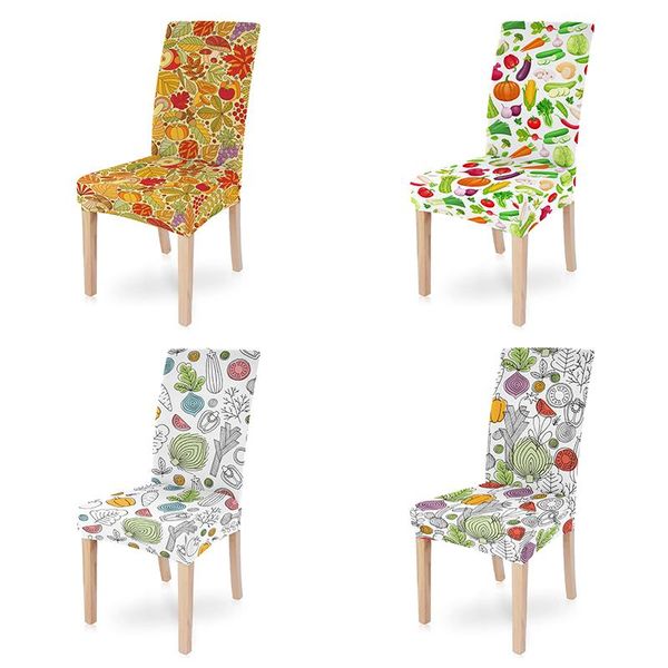 

vegetable printing elastic kitchen chair cover cartoon stretch dining seat covers for wedding banquet living room decor