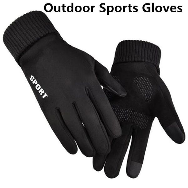 

cycling gloves winter warm thicken mittens touch screen outdoor men sports glove, Black