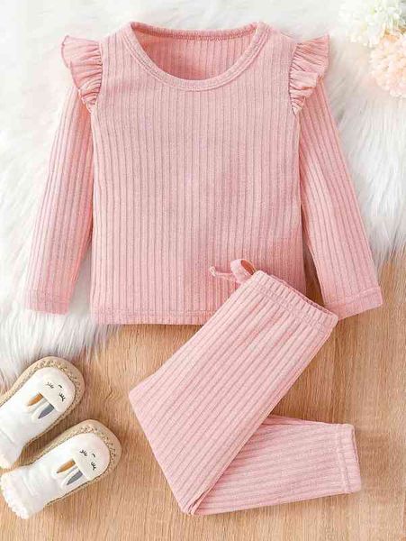 

baby ruffle trim tee & bow front pants she, White