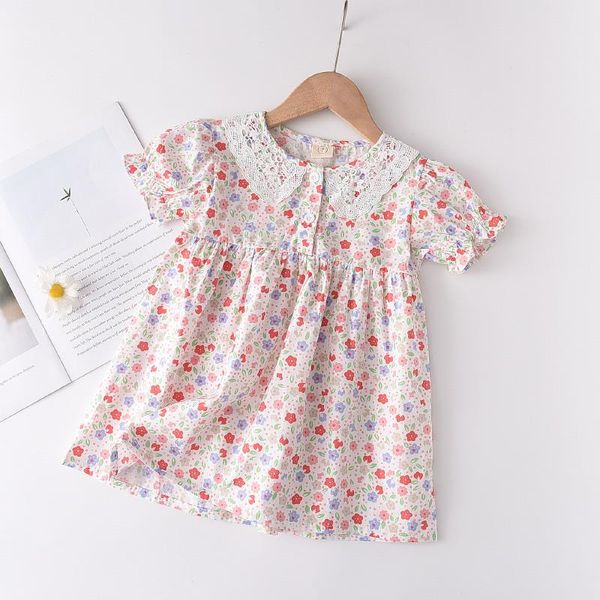 

girl's dresses girls casual flowers sweet summer girl floral dress kids baby costumes short sleeve children clothes party, Red;yellow