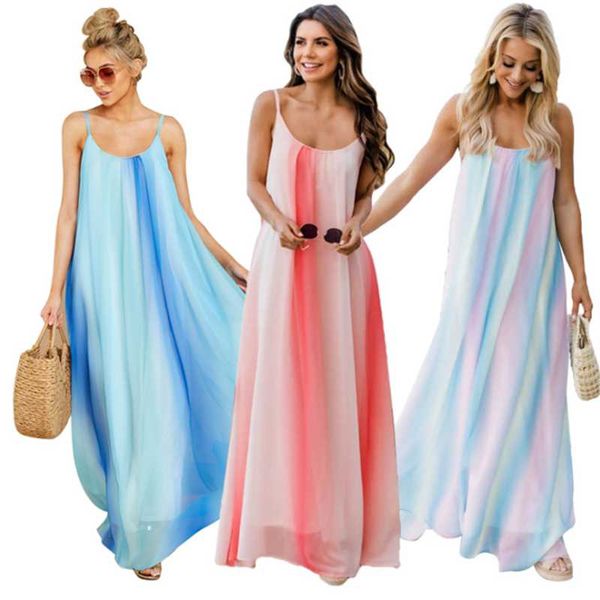 

women's gradient chiffon strap beach dress maternity plus size dresses, White