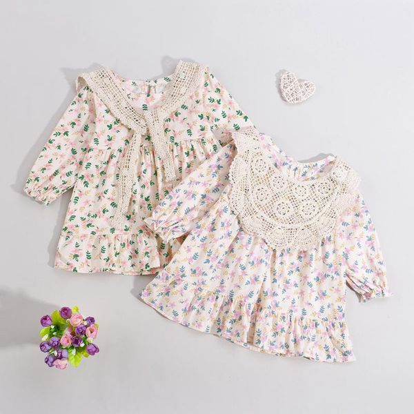 

girl's dresses summer baby casual 2pcs kids autumn outfit floral o-neck long sleeves loose dress + removable capelet leisurewear, Red;yellow