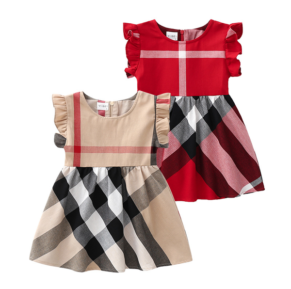 Sommer Baby Mädchen Prinzessin Kleid Kinder Ärmellose Weste Kleid Baumwolle Kinder Plaid Röcke Mädchen Rock 1-7 Jahre