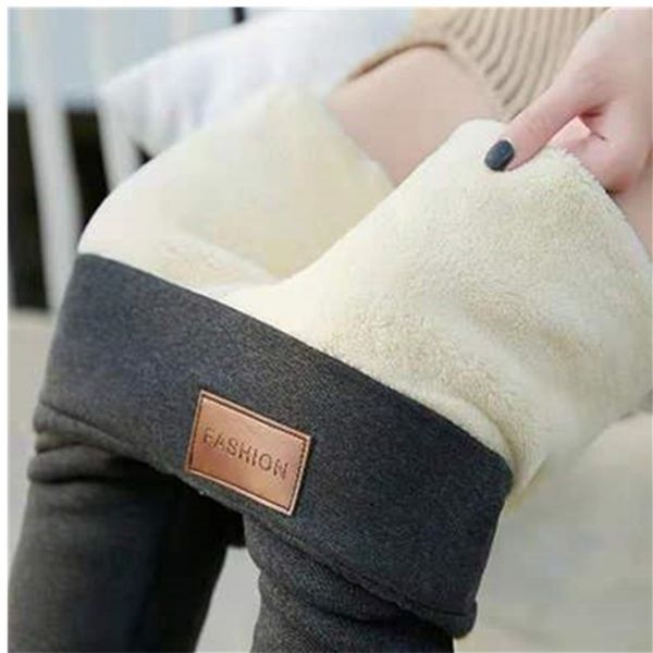 

winter warm leggings women's high waist skinny trousers super-thick stretch lamb cashmere leggins vetement femme ropa mujer 211218, Black