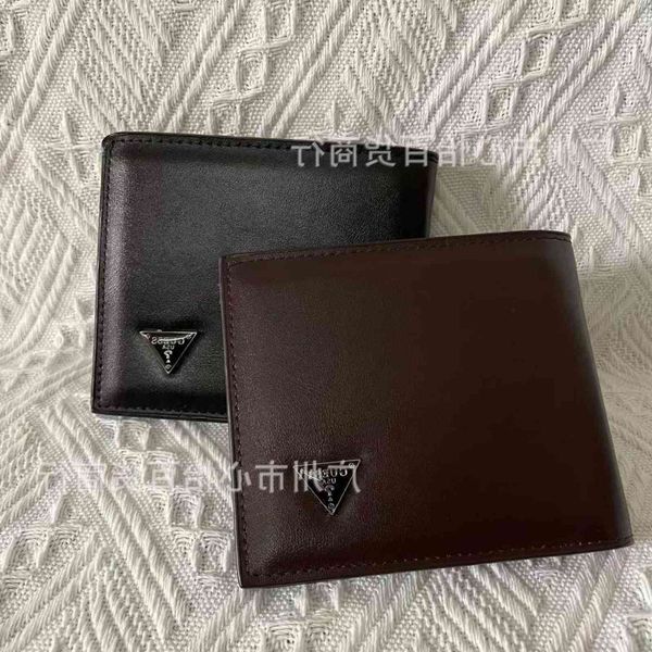 

new simple style leather gs solid color men's short wallet certificate bag