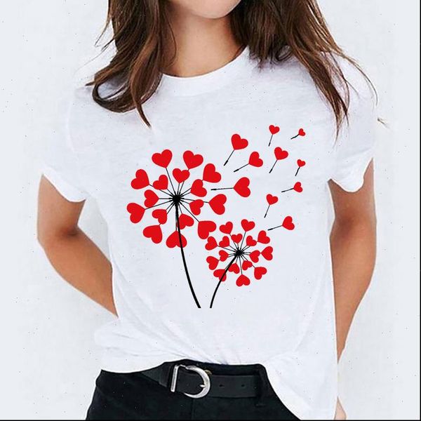 

90s sweet love heart fashion womens t shirt cute printing graphic tee, White