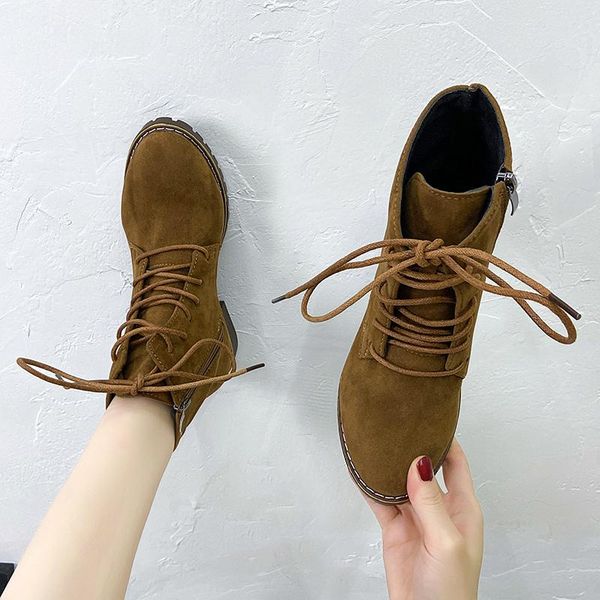 

boots shoes woman 2021 short thick with wind plush women ankle heels dames botas zapatillas mujer, Black