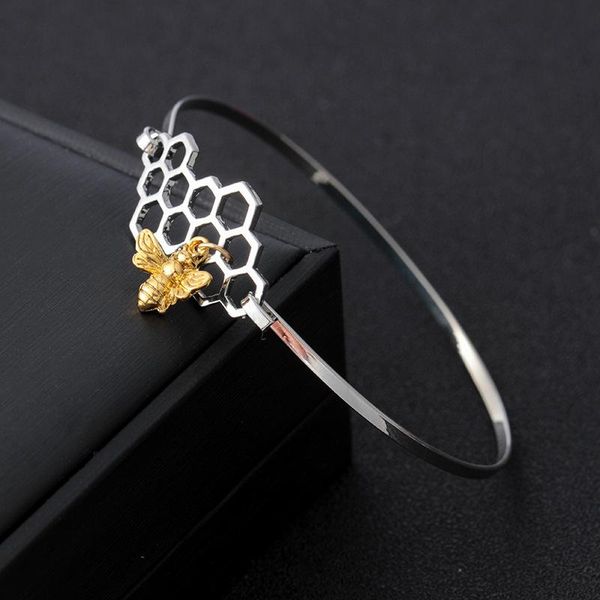

bangle fashion personality exquisite bee honeycomb pattern bracelet trend banquet jewelry, Black