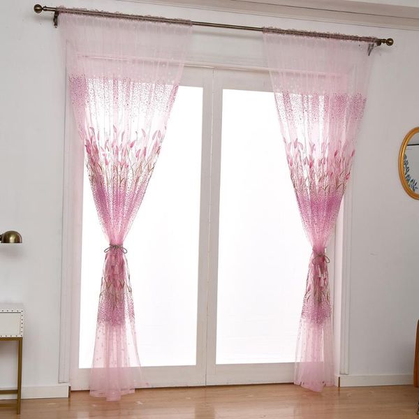 

curtain & drapes leaves sheer tulle window treatment voile drape valance 1 panel fabric cortinas de dormitorio curtains for living room