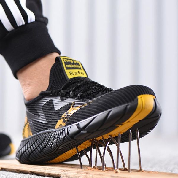 

boots 2021 male work safety boot protection shoes steel toe indestructible men anti-piercing sneakers, Black