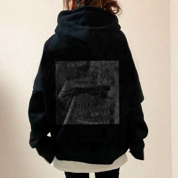 

2021 women's autumn new casual plush thickened letter printed hoodie, Black