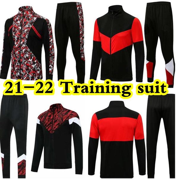 

21 22 ac survetement jacket training suit ibrahimovic milan soccer jersey tracksuits giroud brahim bennacer 2021 2022 tracksuit football jac, Black