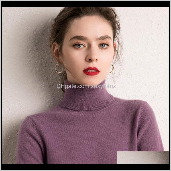 

womens clothing apparel drop delivery 2021 soft sweaters for ladies 100percent pure cashmere knit jumpers turtleneck woman pullo, White;black