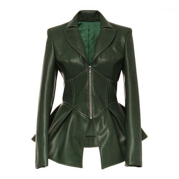 

women's jackets fashion ladies jacket black gothic leather pu spring autumn motorcycle long sleeve solid color streetwear, Black;brown