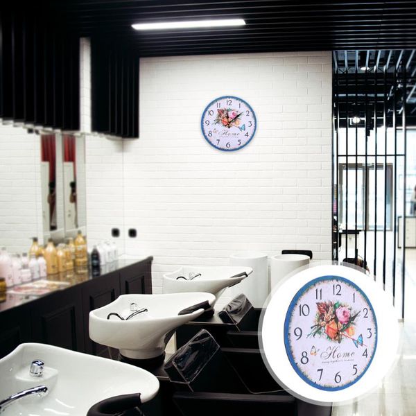 

wall clocks 1pc home hanging clock flower round wooden decor