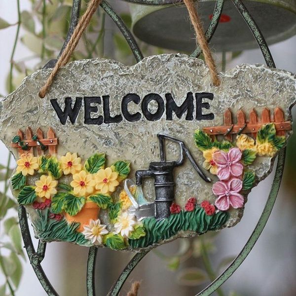 

welcome sign statue resin crafts ornaments decor for home and garden holiday pendant birthday gifts canq889 decorations