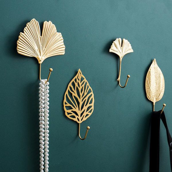 

hooks & rails nordic wall for hanging clothes light luxury leaf shape no-punch adhesive key decorative hanger home storage holder