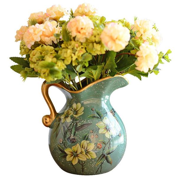 

vases european pastoral retro painted ceramic vase milk jug american country living room decoration flower arrangement