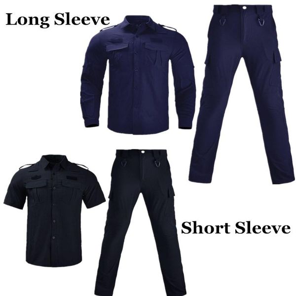 

gym clothing quick dry long & short sleeve combat training clothes plus size men outdoor security uniform tactical military shirt pants suit, White;black