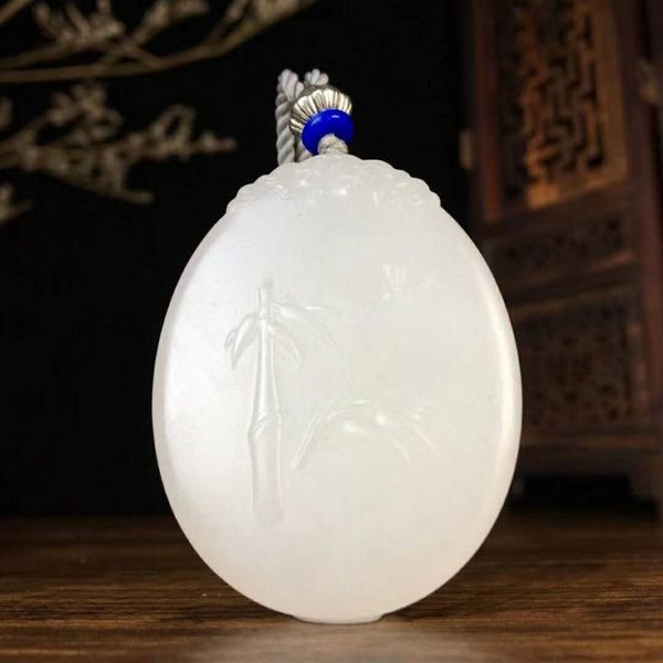 

lockets j61#hetian jade white blessing pendant, fine, Silver