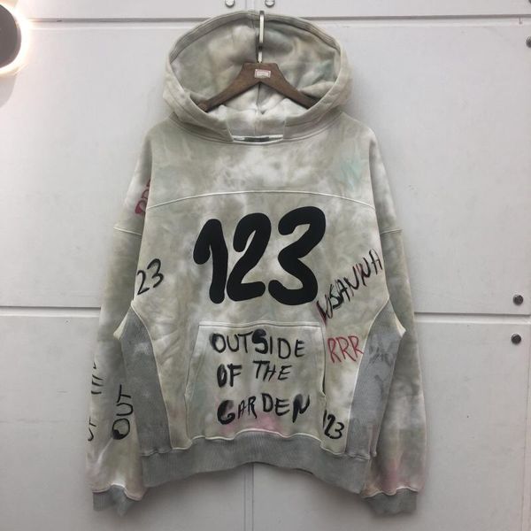

men's hoodies & sweatshirts men women casual heavy fabric pullover patchwork tie dye vintage rrr123 hoodie, Black