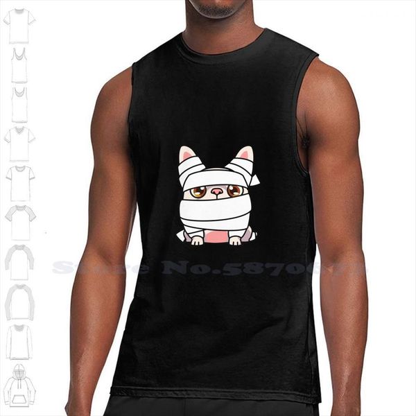 

crypto puppy mummy black white sleeveless tank men women tron kids fun cuty dog egypt egyptian costume, White;black