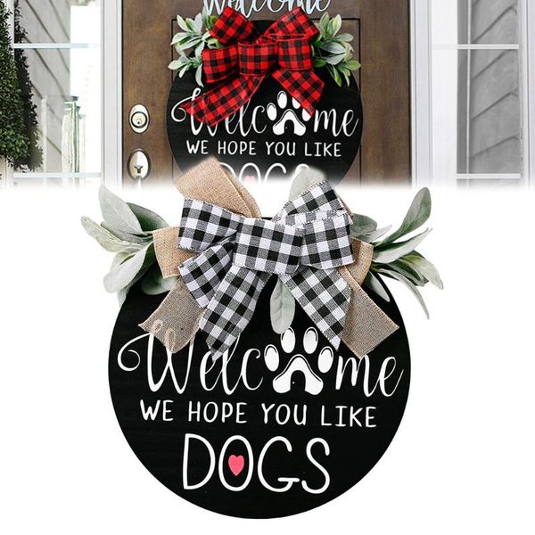 

decorative flowers & wreaths welcome wreath sign front door wood hanging rustic porch decoration with bow round home