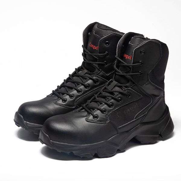 

boots lightweight men steel toe safety shoes winter waterproof work military male anti-puncture sneakers, Black