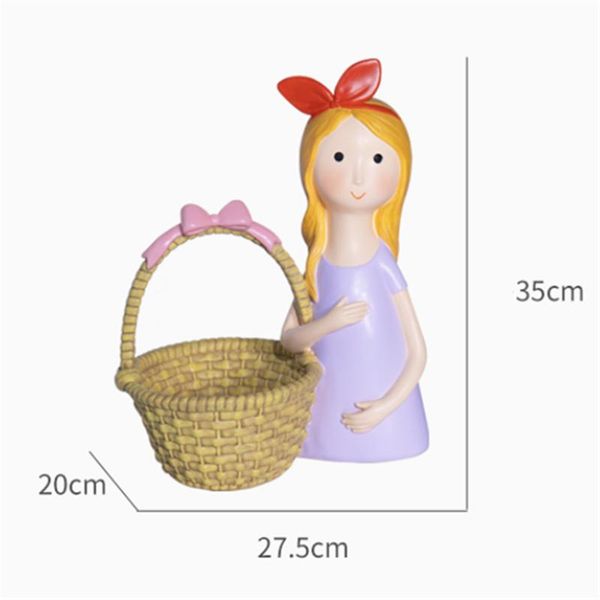 

storage baskets nordic statue living room wine cabinet decoration sculpture cute basket girl creative home decor a2457