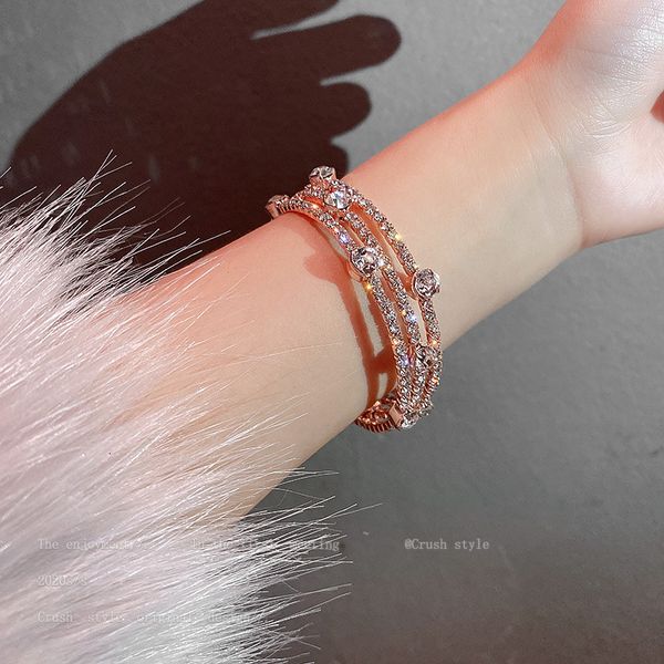 

fashion east gate temperament inlaid with diamond geometric multi-layer bracelet net red simple personality fashion design sense handkerchie, Black